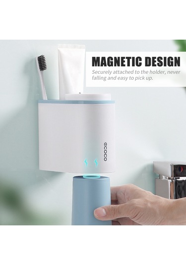 Dianziye Gri Renkli Magneetik Diş Fırçası Tutucu, Delme Yok Kurulum, Ters Yükleme Su Akışı, Geniş Depolama Alanı - 3312 Gri