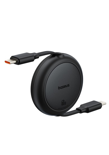 Baseus Free2pull Mini Makaralı Usb-c To Usb-c 100w Hızlı Şarj Ve Data Kablosu, Siyah 100 Cm