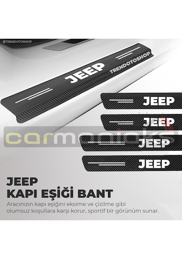 Jeep Uyumlu Karbon Kapı Eşiği Folyo 4'Lü Set