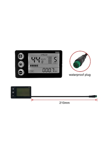 Hallow S866 Elektrikli Bisiklet Lcd Ekran 24V 36V 48V E-Bike Y26383 Siyah