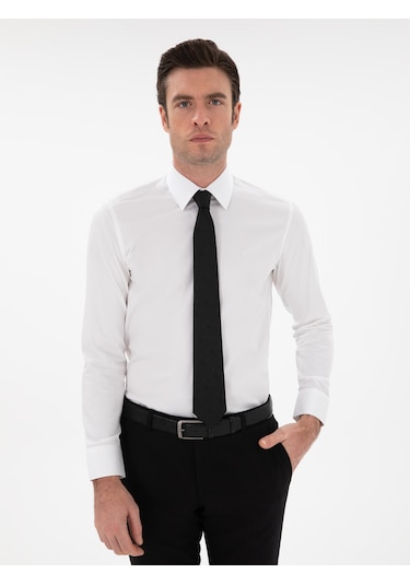Cacharel Beyaz Slim Fit Pamuklu Klasik Gömlek