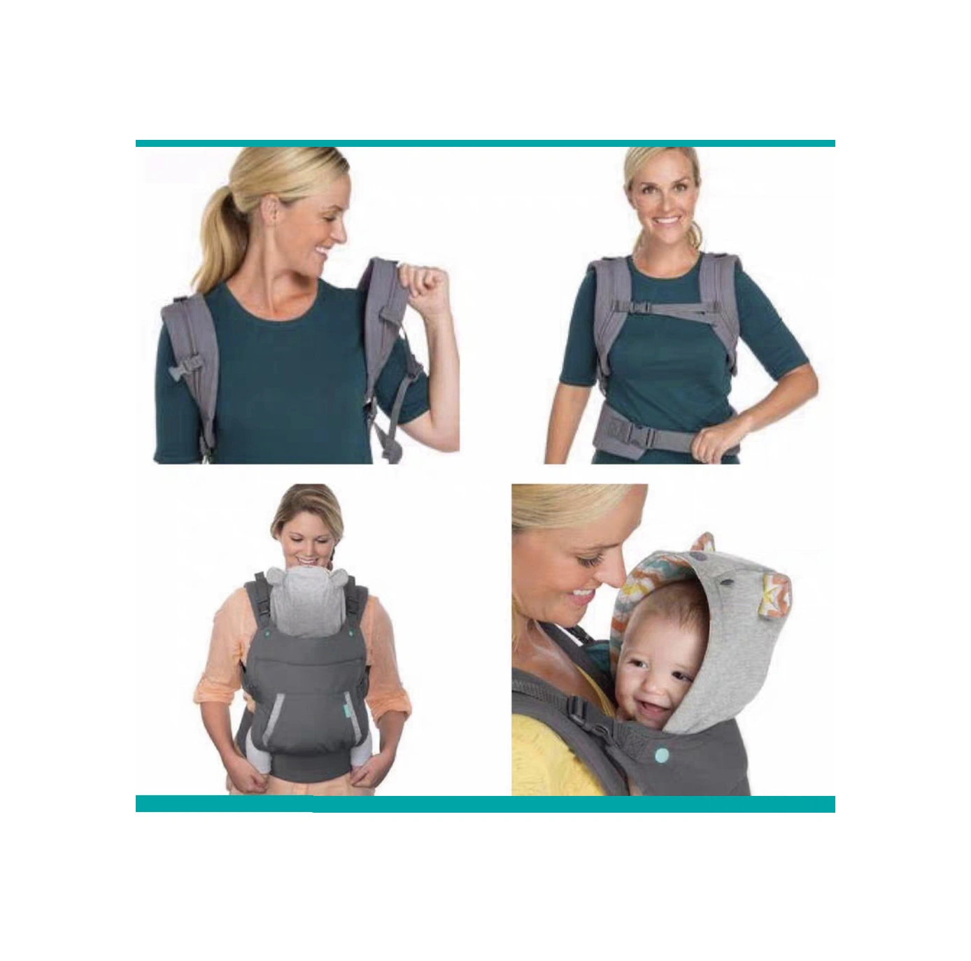 Yunboo Çok Fonksiyonlu Bebek Taşıyıcı: Ön/arka/yanal Taşıma Seçenekleriyle 20kg Yüke Dayanıklı Bel Ayaklı Sünger Desenli