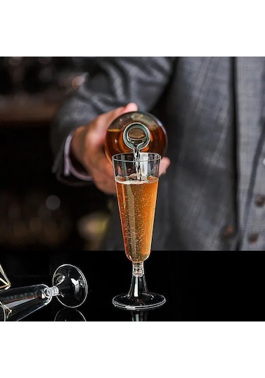 Willowhaven Silvery Frame 50 Adet 140ml Premium Altın Kenarlı Şampanya Bardakları