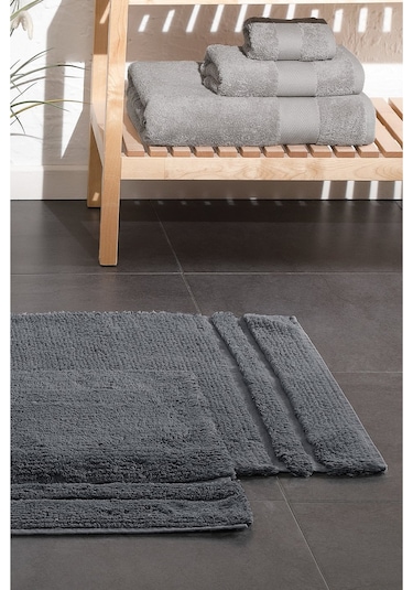 Yataş Bedding Felicia Banyo Paspası Seti - Antrasit (50x60 cm + 60x100 cm) Antrasit