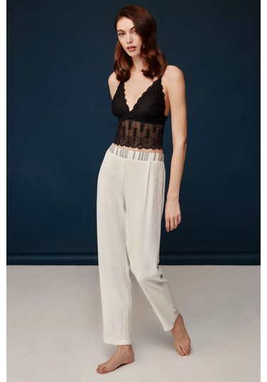 Bonnie&Clyde - Kadın Ekru Viskon 3 lü Pijama Takımı  30003 Ekru