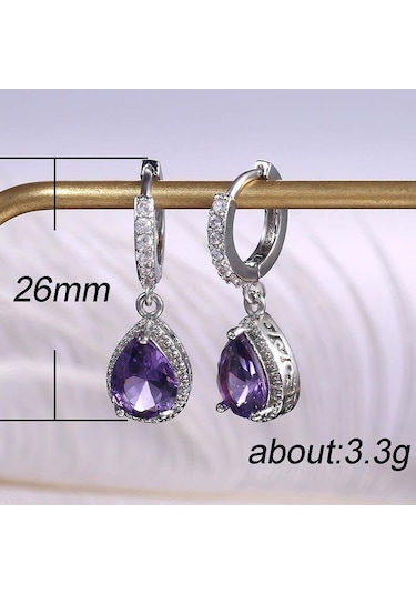 Lindon Kadın Zirkon Su Damlası Şekilli Küpe