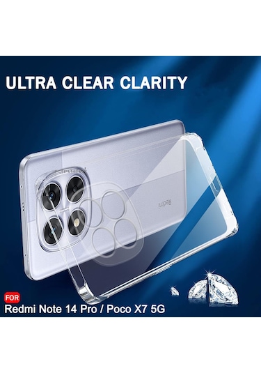Xiaomi Redmi Note 14 Pro 5g Kılıf Kamera Korumalı Şeffaf Silikon