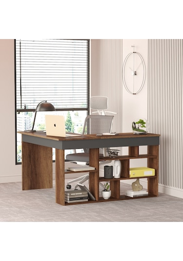 Robin Home Boston Kitaplık Raflı L Bilgisayar & Çalışma Masası