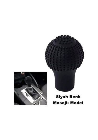 Silikonlu Masajlı Vites Topuzu Kılıfı Siyah Yuvarlak Br6219601