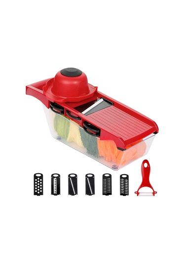 6'sı 1 Arada Mandolin Dilimleyici, Çok İşlevli Meyve Ve Sebze Kesici, Gıda Kabı İle Değiştirilebilir Paslanmaz Çelik Bıçaklar, Patates Soyucu Diğer
