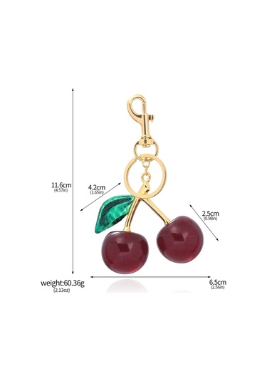 Fishsheep Kırmızı Kiraz Anahtarlık - Kadın Erkek Araba Anahtarlık Zinciri, Çanta Aksesuarımavi