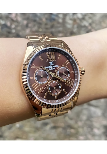 Daniel Klein Dke.1.10847-7 Exclusive Tüm Fonksiyonlar Aktif 3 Atm Suya Dayanıklı Bakır Renk Kadın Kol Saati Bakır