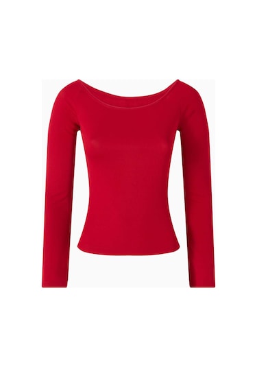 Eegen Studio Diep Dönüştürülebilir Kemerli Elbise Rib - Knit, Off - Shoulder Kırmızı