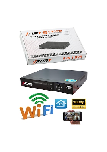 Fury 5 Kameralı Su Geçirmez 1080p 4 X Ultra Ledli Gece Renkli Güvenlik Kamera Seti 5500 500gb