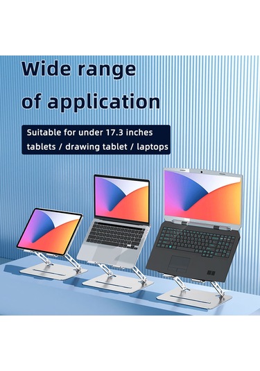 L307 Taşınabilir Dizüstü Bilgisayar Standı Yüksekliği Ayarlanabilir Soğutma Tasarımlı Metal Masaüstü Tutucu Gri