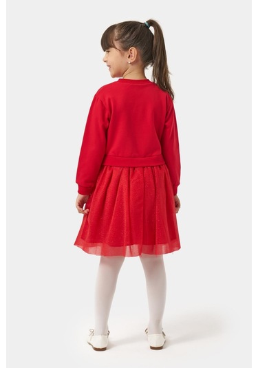 Kız Çocuk Merry Simli Kız Yılbaşı Elbisesi Nbk-24905 Kırmızı
