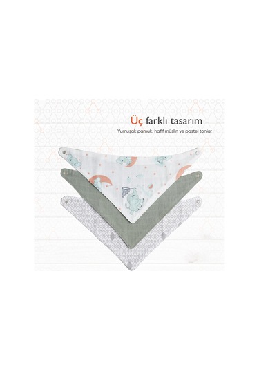 Gezenbebe Hero 3'lü Bebek-çocuk Fular Önlük Seti Mavi