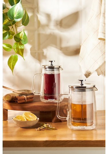 Emsan Double Glass Çift Cidarlı French Press 350 ML Gri