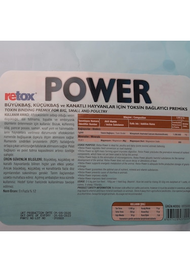 Retox Power Verim Düşüklüğü Için Hayvan Yem Katkısı-25 Kg
