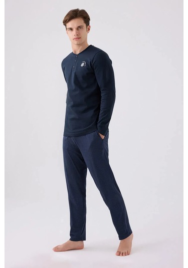Arnetta 3166 Uzun Kol Erkek Pijama Takımı Lacivert