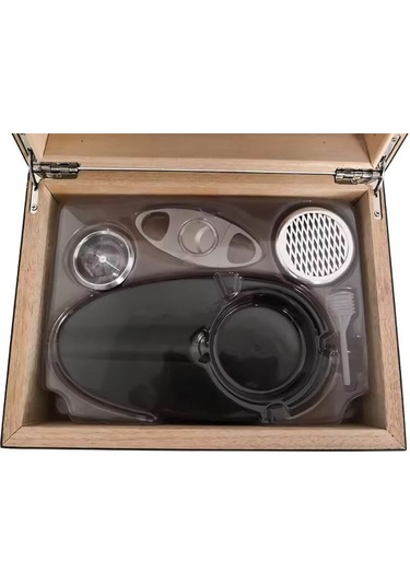 Falconetti Mat Siyah Humidor Puro Kutusu Küllük Makas Seti Rd26