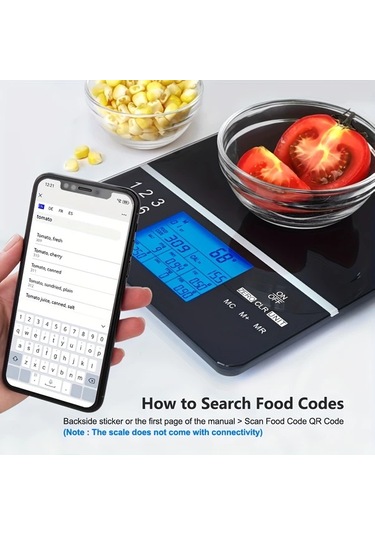 Dashanshop 1 Adet Besin Ölçeği Siyah Temperli Cam Abs Dijital Kalori Makro Besin Analizörü Cam Kase Gıda Tartım Sağlıklı Beslenme Mutfak Aleti -