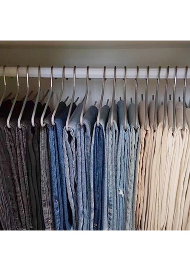 Dancemonkey Cbtx 10 Adet 35 Cm Kaymaz Pantolon Askısı, Z Şekilli Depolama Rafı - Gri Gri