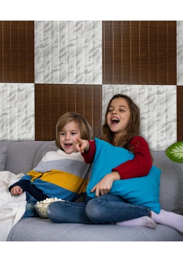 3 Boyutlu Duvar Paneli Kabartmalı Lambiri Desen Pvc 41x41 Cm/ 6 Adet /1 M² Mermer