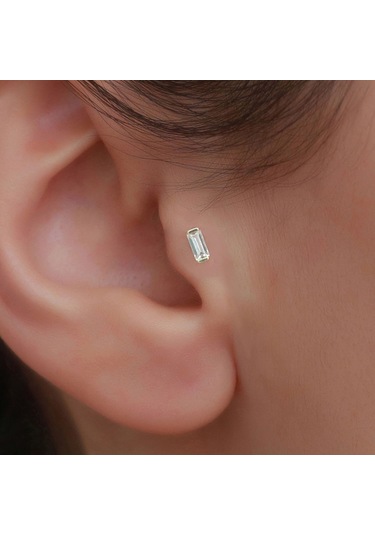 14 Ayar Altın Baget Tragus Piercing Sarı