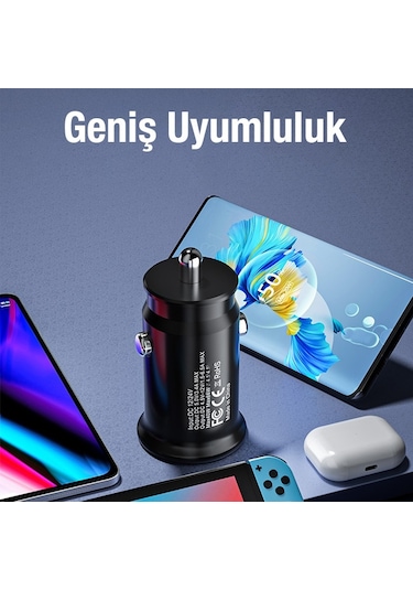Ally Te-p10 Usb ve Type-c Çıkışlı Araç İçi Çakmaklık Hızlı Şarj