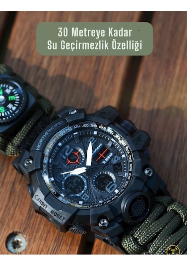 North Pacific 5 In 1 Kampçı Outdoor Kol Saati Çok Fonksiyonlu