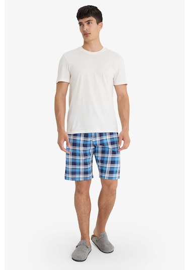 Defacto Regular Fit Kareli Cepli Şort Pijama Altı E7190ax25hsnv42 Lacivert