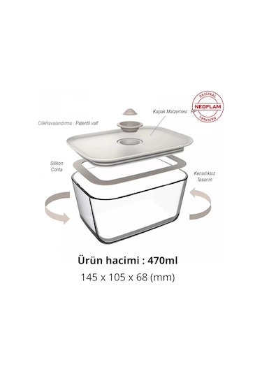 Neoflam Fika Clik Dikdörtgen Saklama Kabı Bej 4 Parça Set