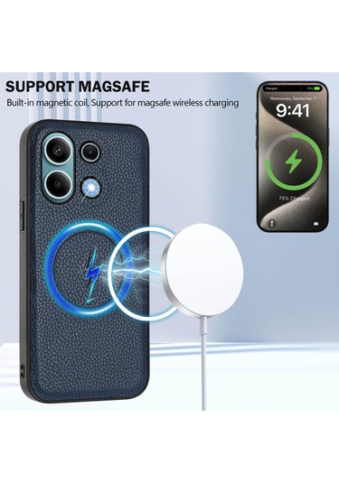 Redmi Note 13 4g Cx01 Çıkarılabilir Magsafe Manyetik Kart Çantası Telefon Kılıfı Koyu Mavi