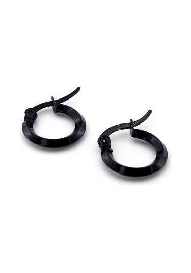 Siyah Renkli Paslanmaz Çelik Unisex Erkek Kadın Halka Küpe E970