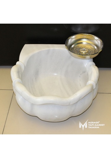 Afyon Beyaz Özel Dizayn Yuvarlak Kurna
