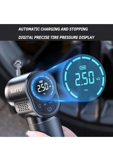 Xuweiwei 1pc Kablosuz Kablosuz El Kompresörü 150psı Elektrikli Lastik Şişirme Usb Pil Çift Güç 18650 Araba Motosiklet Bisiklet