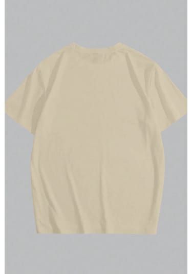 Erkek La California 1987 Baskılı Oversize Tshirt Bej