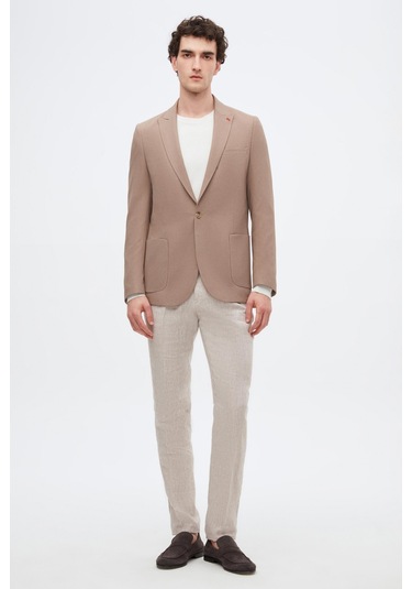 Twn Slim Fit Vizon Armürlü Uçan Blazer Kumaş Ceket 4ef04zb024092 Vizon