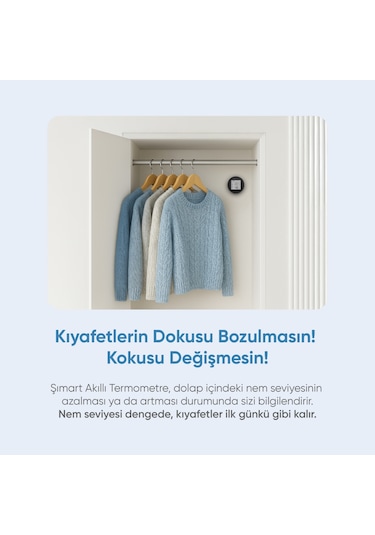 Akıllı Termometre Wi-fi Bağlantılı Sıcaklık Ve Nem Ölçer, Uygulama Destekli