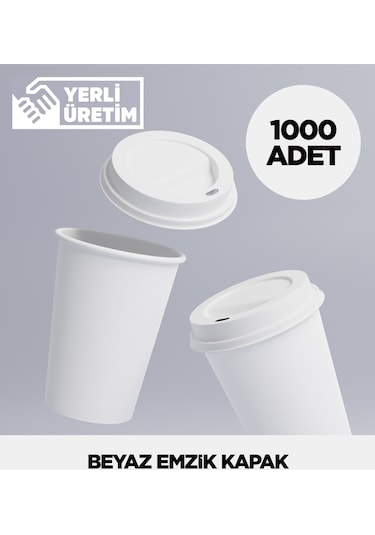 12 Oz Emzik Kapak Siyah Veya Beyaz - 1000 Adet Beyaz