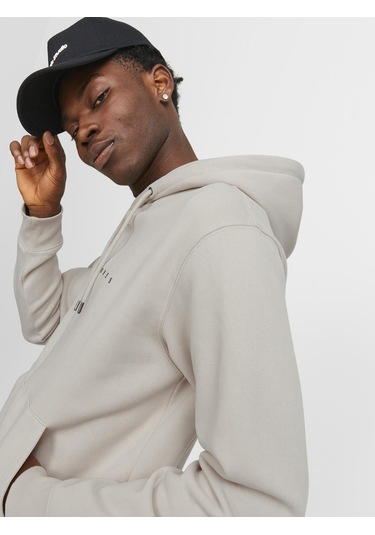 Erkek Kabartma Baskili Kapüsonlu Sweatshirt - Star - 12233972 Moonbeam Çok Renkli