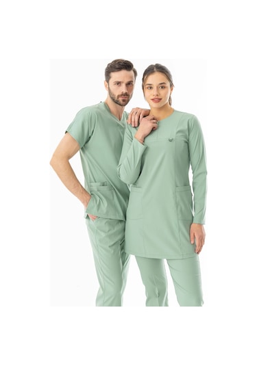Likra Uzun Kol Doktor Hemşire Forması Küf Yeşili Ltst20020 Küf Yeşili