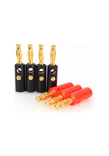 Lemestar 4mm Standart Midi Speakon Plug 10 Kırmızı + 10 Siyah, Toplam 20 Adet - Somun Bağlantılı, 3mm Kabloya Uyumlu, Soldasız Montaj