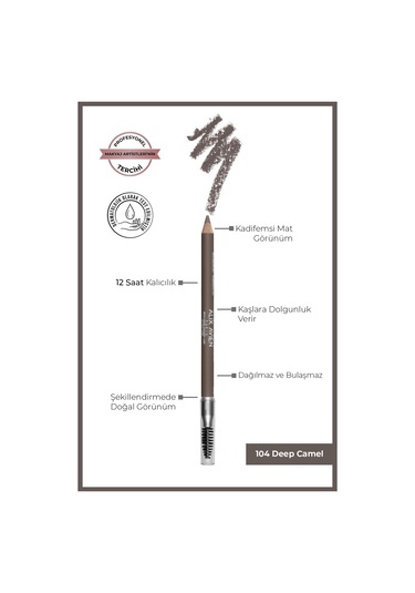 Alix Avien Fırçalı Yumuşak Uçlu Belirginleştirici Kahverengi Kaş Kalemi Eyebrow Expert Powdery Liner 104 Camel
