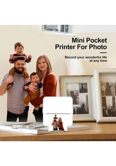 Skycity Küçük Boy Bluetooth Termal Yazıcı - Hata Notları, Etiketler, Fotoğraflar İçin 200dpı, Mürekkezsiz, Beyaz 1 Adet Kağıt İle