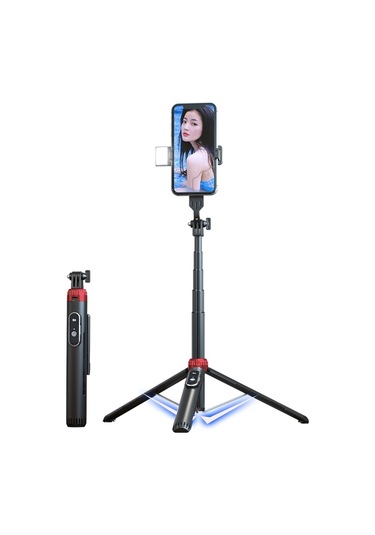 Butu P160d 1,6 M Uzatılabilir Selfie Çubuğu Kamera Tripod Standı, Tek Dolgu Işığı Ve Kablosuz Bluetooth Uzaktan Kumanda İle