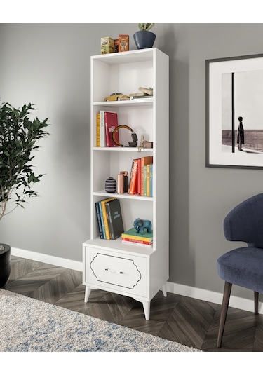Hayal Modern Çekmeceli Mdf Kitaplık Beyaz - Tamamı 1. Kalite Mdf