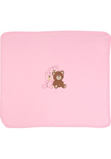 %100 Pamuklu Yenidoğan Çift Katlı Penye Bebek Battaniyesi Sb 512 Pembe