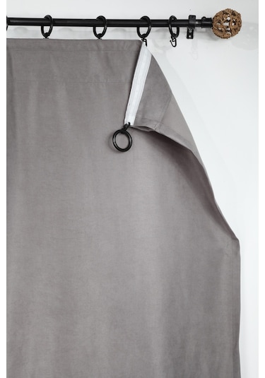 Poli Perde Çift Kanat Dikey Fırfırlı Açık Gri